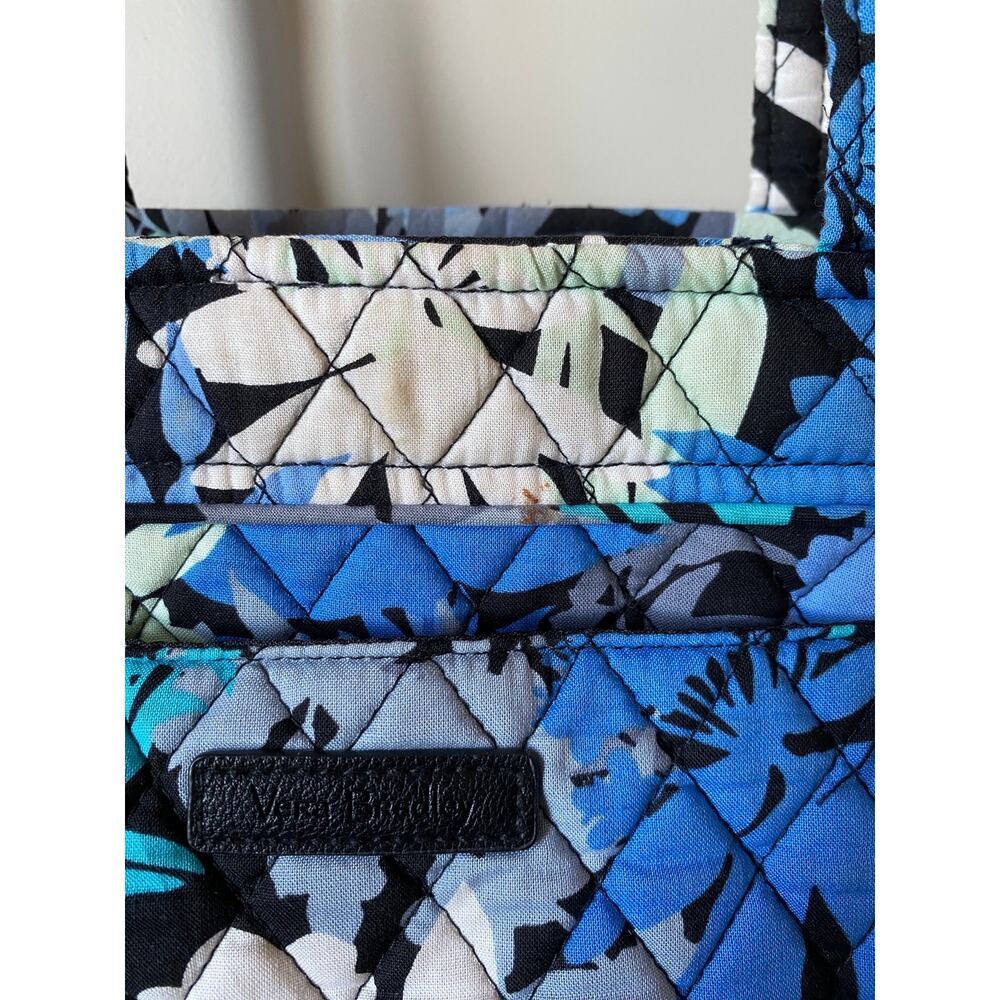 Vera Bradley Retired Quilted Blue CamoFloral Shoulder Tote Bag Purse Cottagecore - Picture 2 of 6